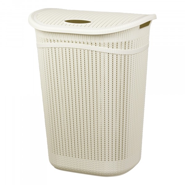 Фото Корзина для белья 55л вязание белый идея м2613