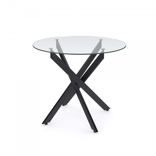 Фото Стол dikline r90 стекло/ножки черный металл