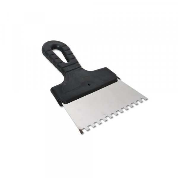 Фото Шпатель зубчатый 150мм зуб  6*6мм, нерж., с пласт. ручкой eurotex 020607-006-150