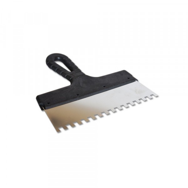 Фото Шпатель зубчатый 250мм зуб  8*8мм, нерж., с пласт. ручкой eurotex 020607-080-250