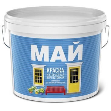 Фото Краска май интерьерная влагостойкая, ведро 13 кг