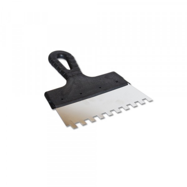 Фото Шпатель зубчатый 200мм зуб 10*10мм, нерж., с пласт. ручкой eurotex 020607-010-200