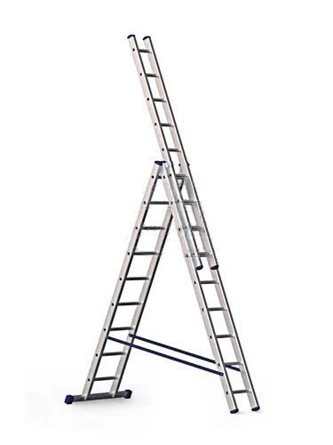 Фото Лестница 3 секции по  9 ступеней, макс. высота 5,88м, 150кг алюмет 5309