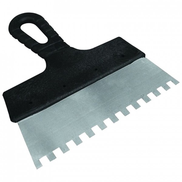 Фото Шпатель зубчатый 350мм зуб 10*10мм, нерж, с пласт ручкой eurotex 020607-010-350