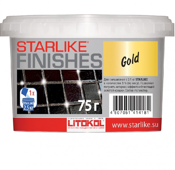 Фото Добавка для затирок litokol starlike finishes gold золотая, 0,075 кг
