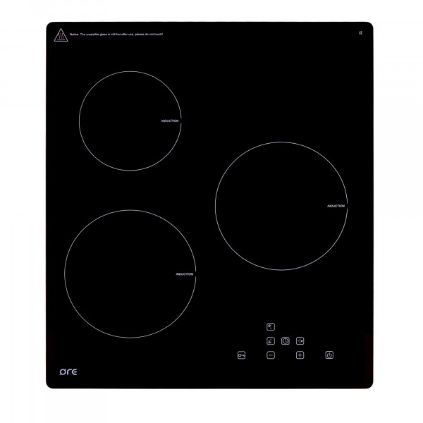 панель варочная черная индукционная ore i45, 3 конфорки, стеклокерамика