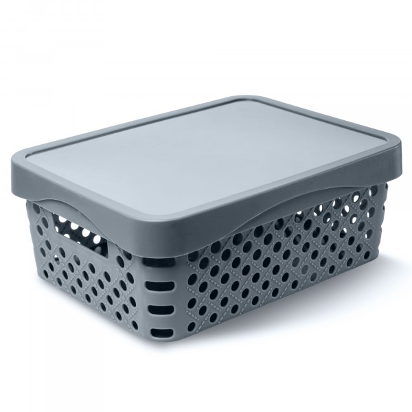 Фото Корзина для хранения 11л 36.5x27.5x14см архимед с крышкой р1218