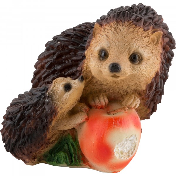 Фото Фигурка садовая ежики с яблоком, h14см