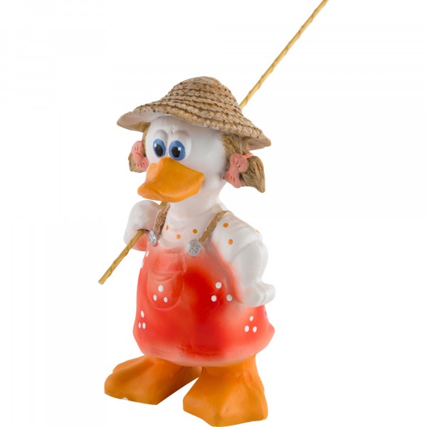 Фото Фигурка садовая уточка рыбачка, h22см