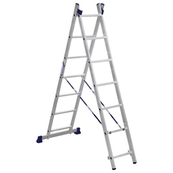 Фото Лестница 2 секции по  7 ступеней, макс. высота 3,08м, 150кг алюмет 5207