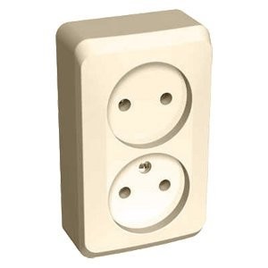 Фото Розетка 2-ая lexel этюд б/з без защит. шторок, наружная крем pa16-005k