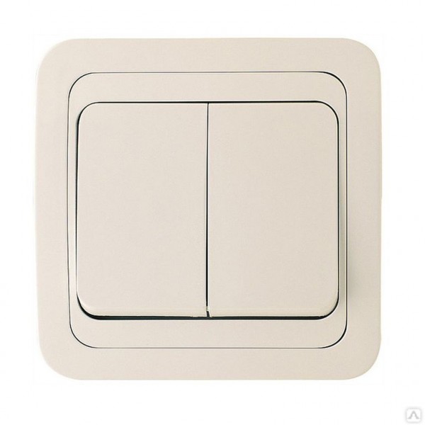 Фото Выключатель 2клав. makel mimoza скрытый оконечный с рамкой, кремовый, 25003
