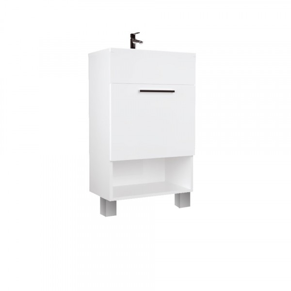 Фото Тумба с раковиной july 50н 1д. белый глянец