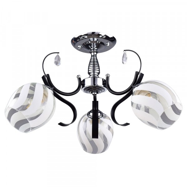 Фото Светильник потолочный россвет рс21342 bk+cr/3c е27х3х60вт