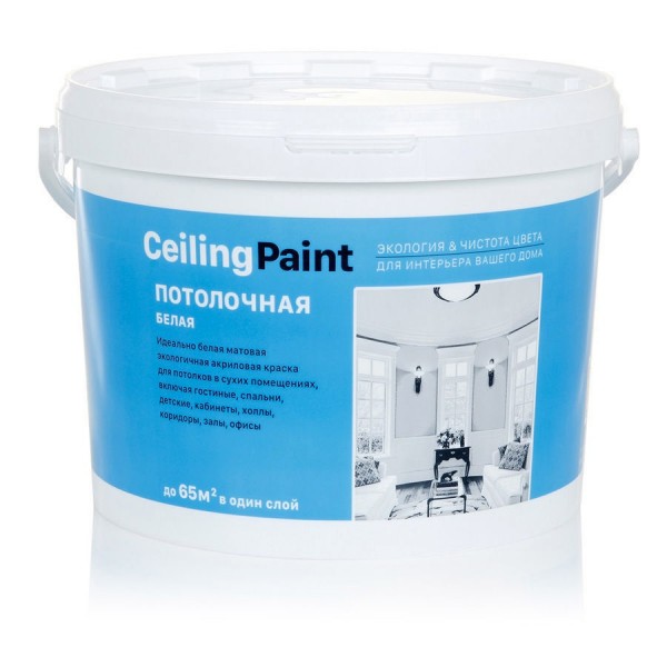 Фото Краска ceilingpaint для потолков белая 9кг