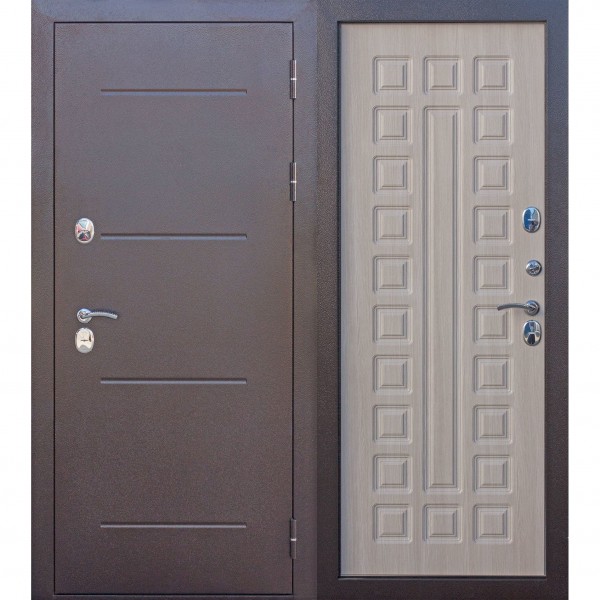 Фото Дверь входная 11 см isoterma медный антик лиственница мокко (960мм) правая 2050х960 правая,