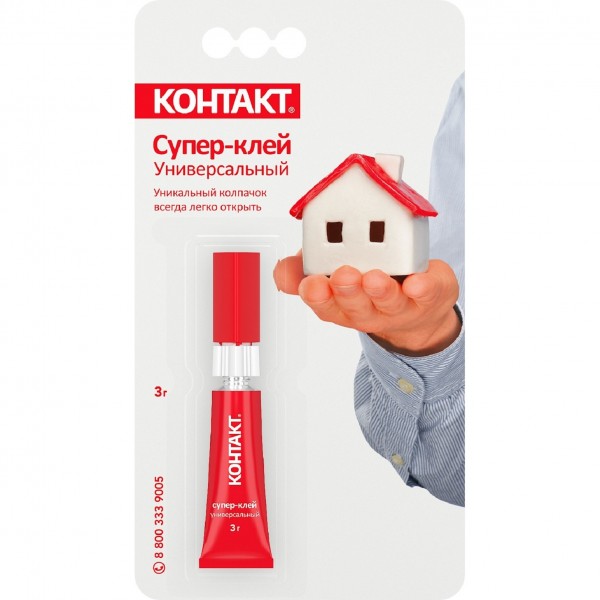 Фото Супер-клей контакт универсальный тюбик 3 г,