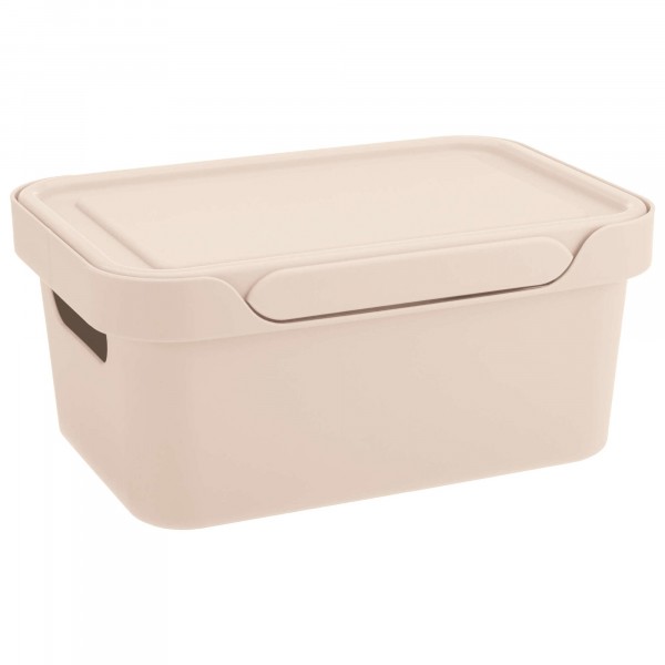 Фото Ящик универсальный 1,9л 189*132*110мм luxe эконова с крышкой бежевый 433233407