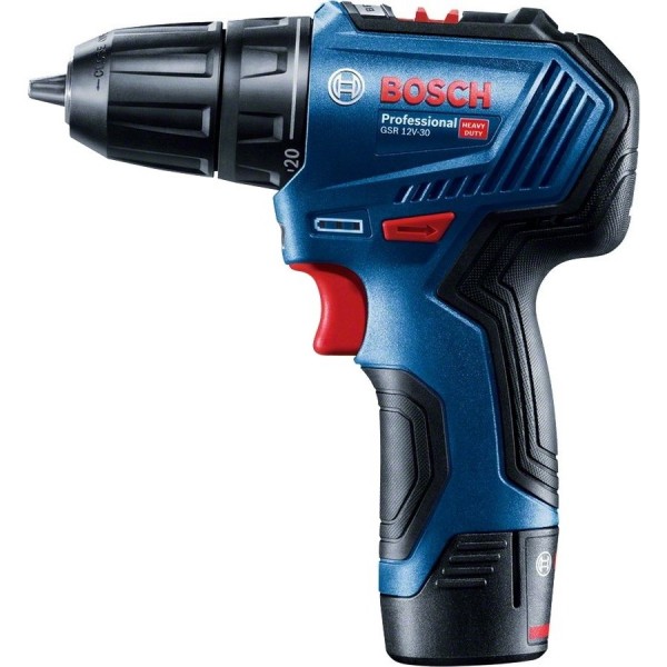 дрель-шуруповерт аккумуляторная bosch gsr 12v-30 professional 2ач 2 акбкейс 06019g9020 784100₽
