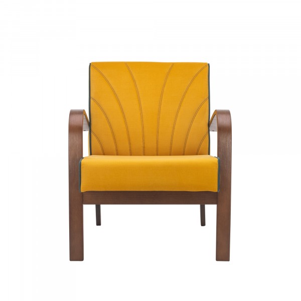 Фото Кресло классическое комфорт шелл 73х62см орех, ткань желтый