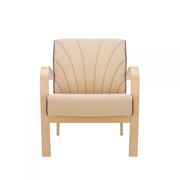 Фото Кресло классическое комфорт шелл 73х62см натуральное дерво, ткань бежевый
