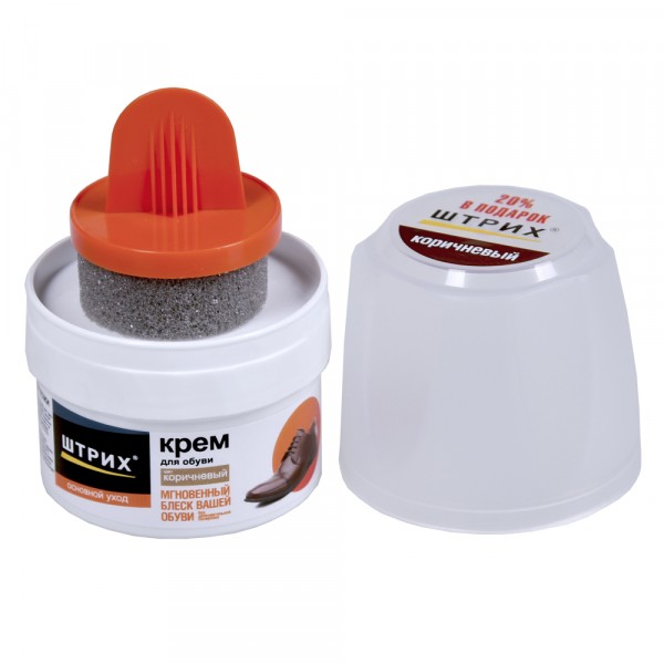 Фото Крем для обуви с губкой 60мл штрих основной уход коричневый 91143113