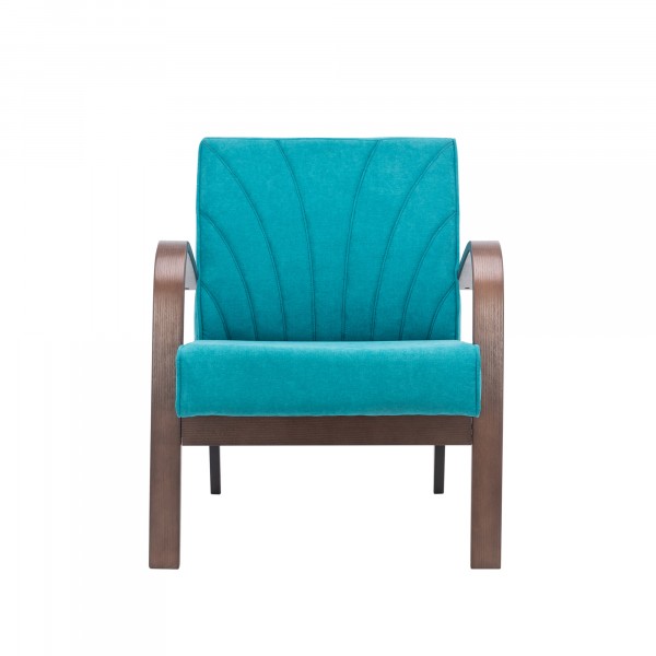 Фото Кресло классическое комфорт шелл 73х62см орех, ткань голубой