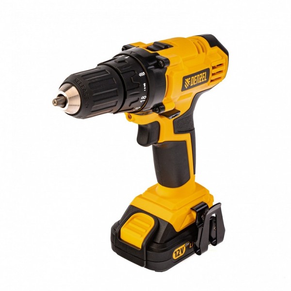 дрель-шуруповерт аккумуляторная cdl-ib-12-02 li-ion 12 в 15 ач 2 аккумулятора denzel 600000₽