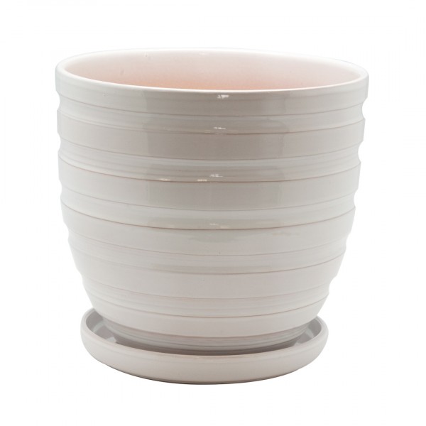 Фото Керамический горшок с подставкой, 4,7л., д210 ш210 в200, белый (глянец)