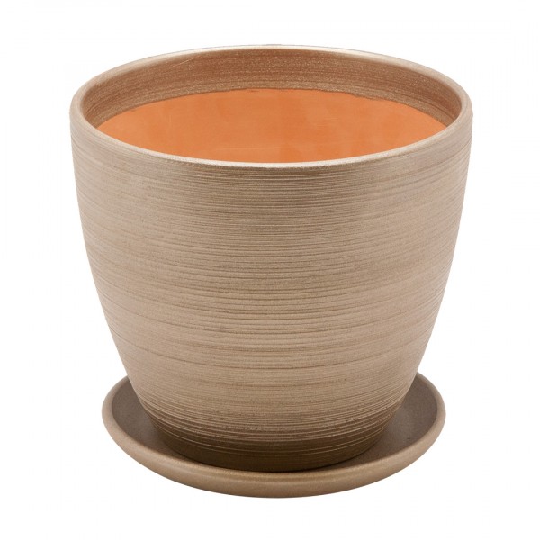 Фото Керамический горшок с подставкой волна, 1,4л., д145 ш145 в130, бронзовый (матовый)