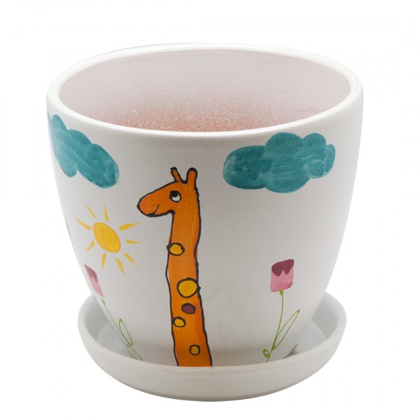 Фото Керамический горшок детский с подставкой жираф, 2,4л., д175 ш175 в163