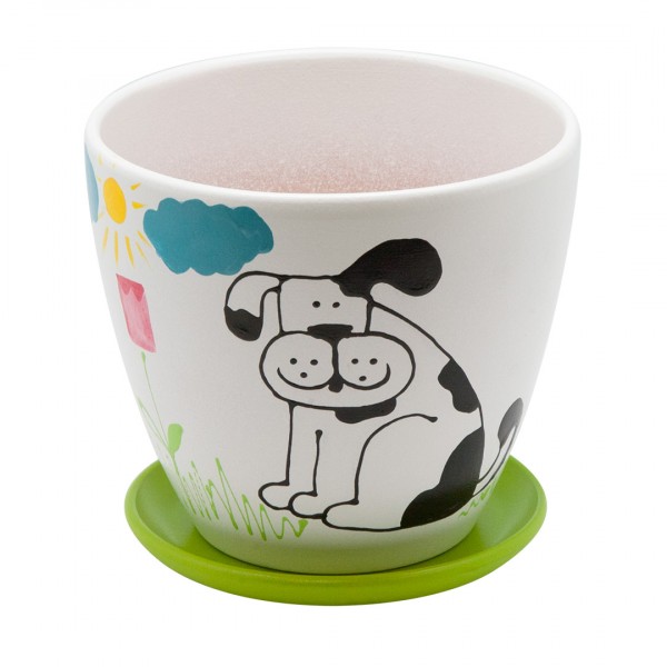 Фото Керамический горшок детский с подставкой собака, 1,4л., д146 ш146 в135