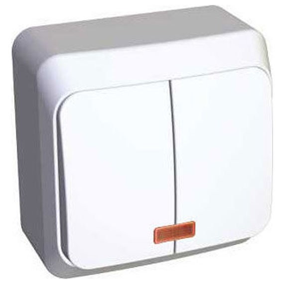 Фото Выключатель 2кл lexel этюд с подсветкой, наружный белый ba10-006b