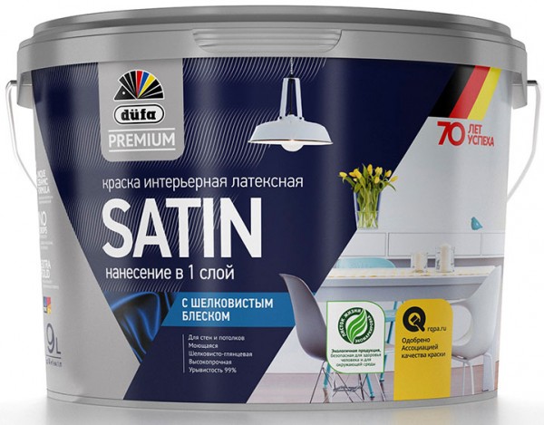 Фото Краска dufa premium satin латексная с шелковистым блеском 9 л