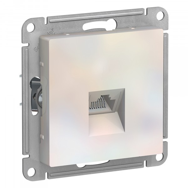 Фото Розетка компьютерная rj45 se atlasdesign скрытая без заземления, без рамки, жемчуг, atn000483