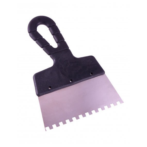 Фото Шпатель зубчатый 150мм зуб  4*4мм, нерж., с пласт. ручкой 85455