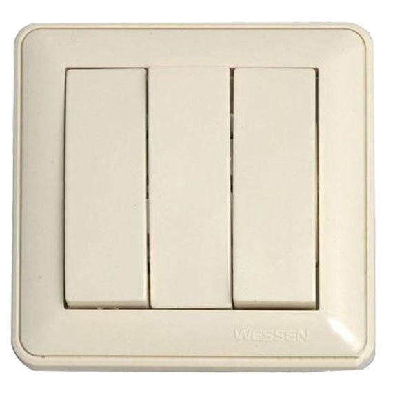 Фото Выключатель 3клав. se wessen w59 скрытый оконечный с рамкой, сл.кость, vs0516-351-28