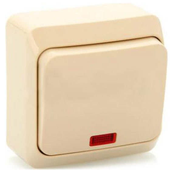 Фото Выключатель 1кл lexel этюд с подстветкой, наружный крем ba10-005k