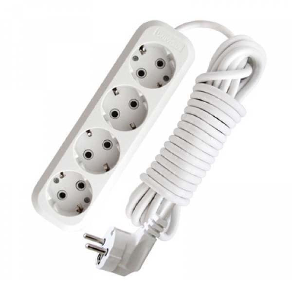 Фото Удлинитель бытовой 3,0м 4гн с/з (пвс 3*0,75) белый lux у4-03