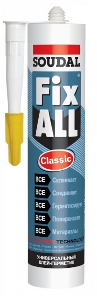 Фото Клей-герметик soudal эластичный быстросхватывающийся fix all 290мл белый