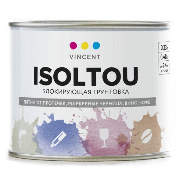 Фото Грунтовка vincent isoltou блокирующая от пятен 0,48кг