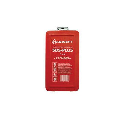 Фото Набор буров sds+ по бетону 5шт в пластиковом пенале hagwert 562098