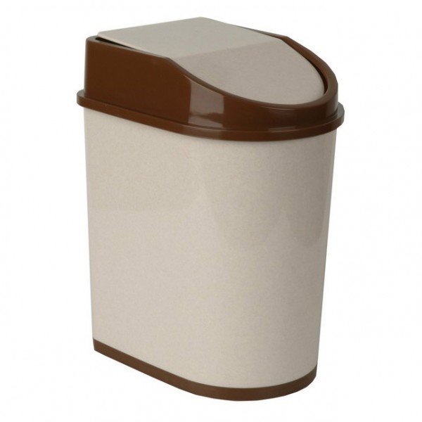 Фото Контейнер для мусора 8л беж. мрамор
