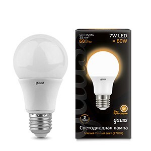 Фото Лампа светодиодная gauss led a60 e27 7w 680lm 3000k
