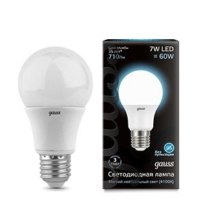 Фото Лампа светодиодная gauss led a60 e27 7w 4100k