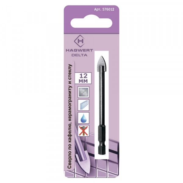 Фото Сверло по керамической плитке и стеклу 12мм hagwert 576012