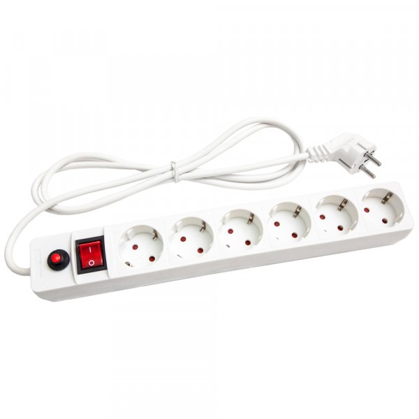 Фото Фильтр сетевой 1,8м 6гн (пвс 3*0,75) евро универсал белый