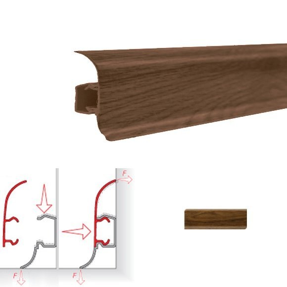 Фото Плинтус пластиковый (с резинкой) ngf56 дуб болотный 2,5м