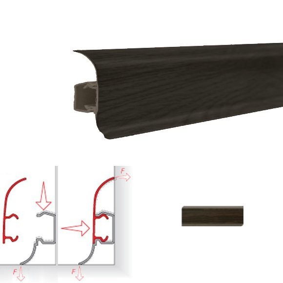 Фото Плинтус пластиковый (с резинкой) ngf56 венге 2,5м ngf024
