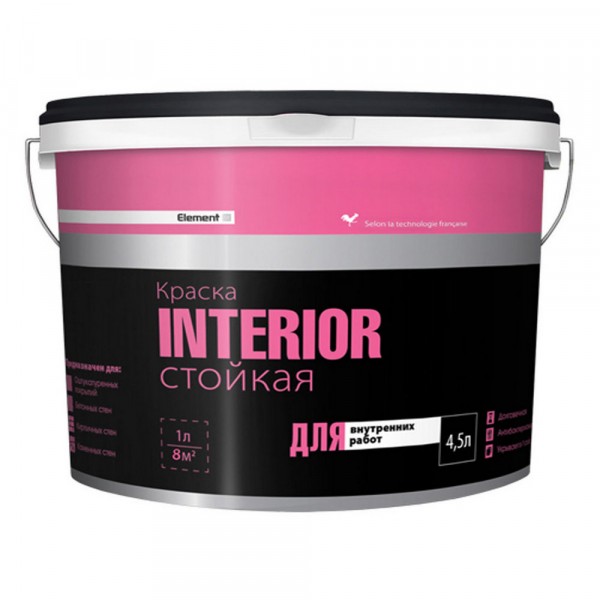 Фото Краска акриловая element se interior для стен и потолков 4,5л (7,06кг)